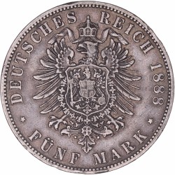 German states. Prussia. 5 Mark. 1888 A.