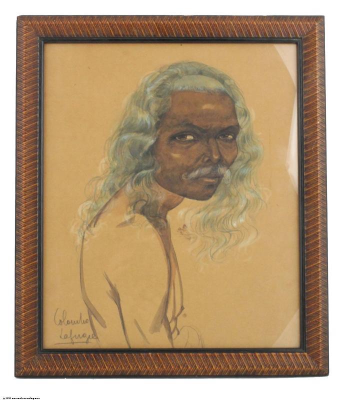 Java Schilderij Lafugie, Oude Man op ingelijste tekening