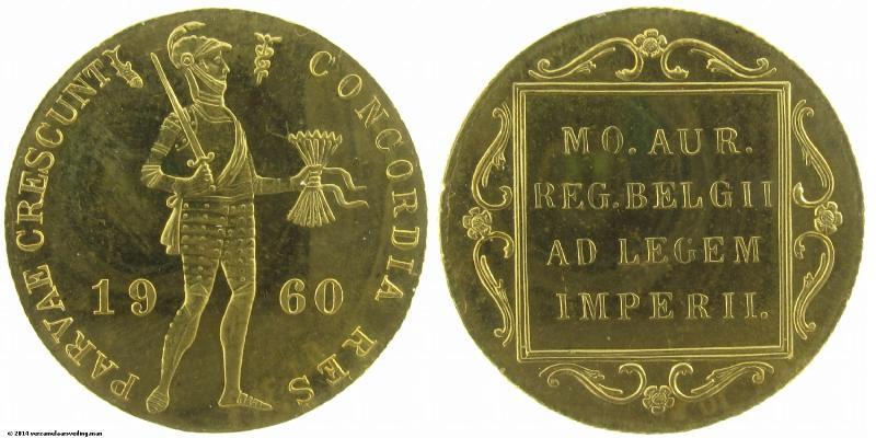Gouden dukaat Wilhelmina 1960. FDC.