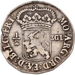 Halve 3 gulden. Friesland. 1696. VF 30.