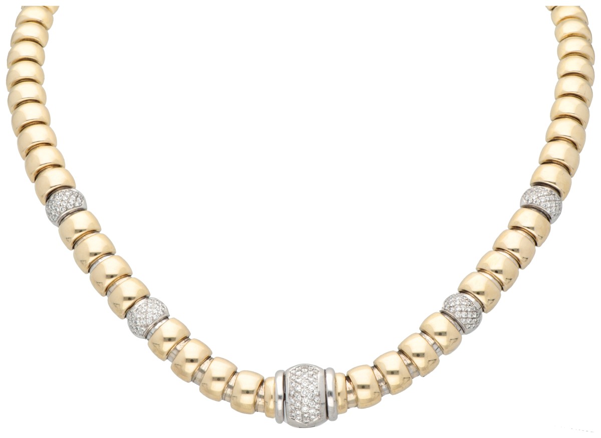 18K Geelgouden collier bezet met ca. 1.15 ct. diamant.