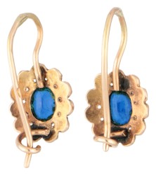 14K Geelgouden dormeuse oorbellen met faux parels en simili.