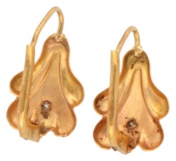 18K Geelgouden dormeuse oorbellen met simili.