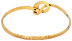 14K Geelgouden antieke slangenarmband bezet met ca. 0.55 ct. oud geslepen diamant.