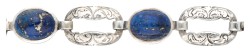 Zilveren schakelarmband met lapis lazuli.