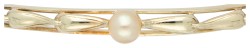 14K Geelgouden opengewerkte bangle met gecultiveerde parel.