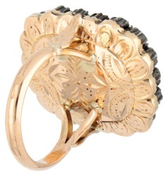 Gouden/zilveren cocktail ring met citrien en diamant