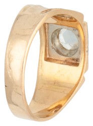 14K Geelgouden herenring met roos geslepen diamant.