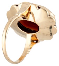 14K geelgouden ring glasgranaat.