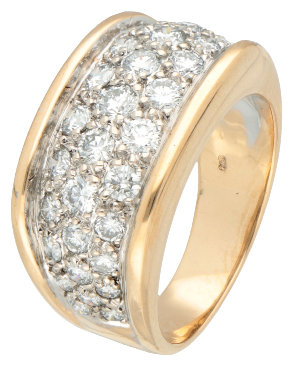 18K Geelgouden ring bezet met ca. 0.70 ct. diamant.