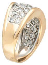 18K Geelgouden ring bezet met ca. 0.70 ct. diamant.