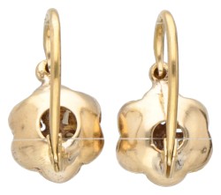 Antieke 14K geelgouden dormeuse oorbellen met blauwe simili.