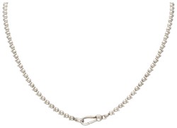 Pomellato zilveren collier met blauwe hartvormige hanger.