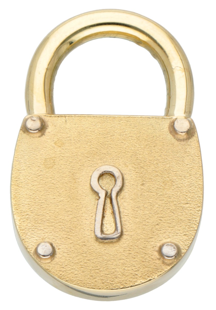 14K geelgouden moderne padlock hanger.