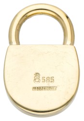 14K geelgouden moderne padlock hanger.