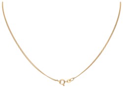 18K Geelgouden hanger met oud slijpsel diamanten aan collier.