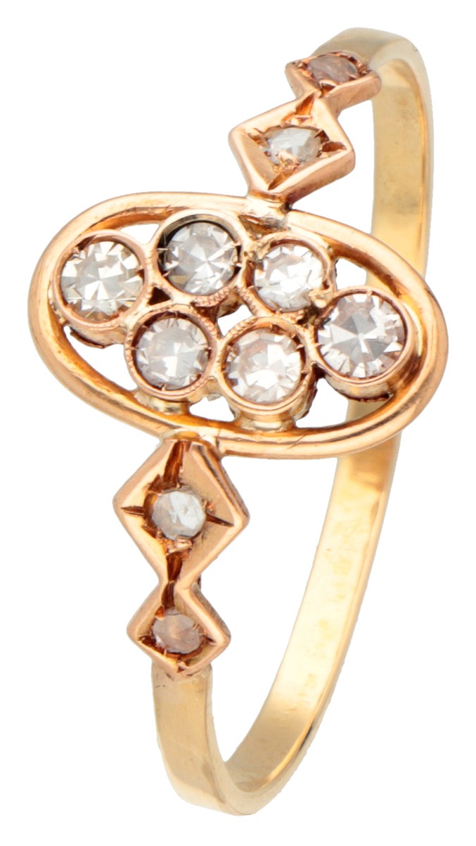 14K Geelgouden ring met diamant.