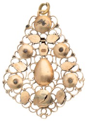 14K Geelgouden antieke hanger met diamant.