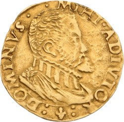 Halve gouden reaal. Brugge. Filips II. Z.j. (1556 - 1598). AU 55.