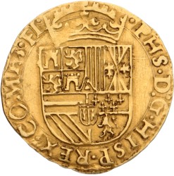 Halve gouden reaal. Brugge. Filips II. Z.j. (1556 - 1598). AU 55.