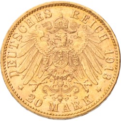 German states. Hamburg. 20 Mark. 1913 J.