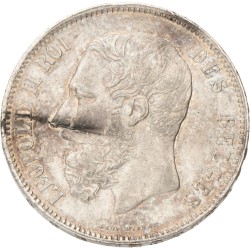 No reserve - Belgium. Leopold II. 5 Francs. 1873.