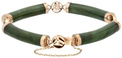 No reserve - 14K Geelgouden armband met nefriet.