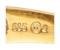 14K Bicolour gouden herenring bezet met ca. 0.02 ct. diamant.