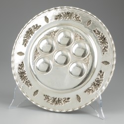 Joodse Pesach sederschotel / schaal zilver.
