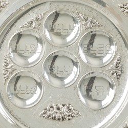 Joodse Pesach sederschotel / schaal zilver.