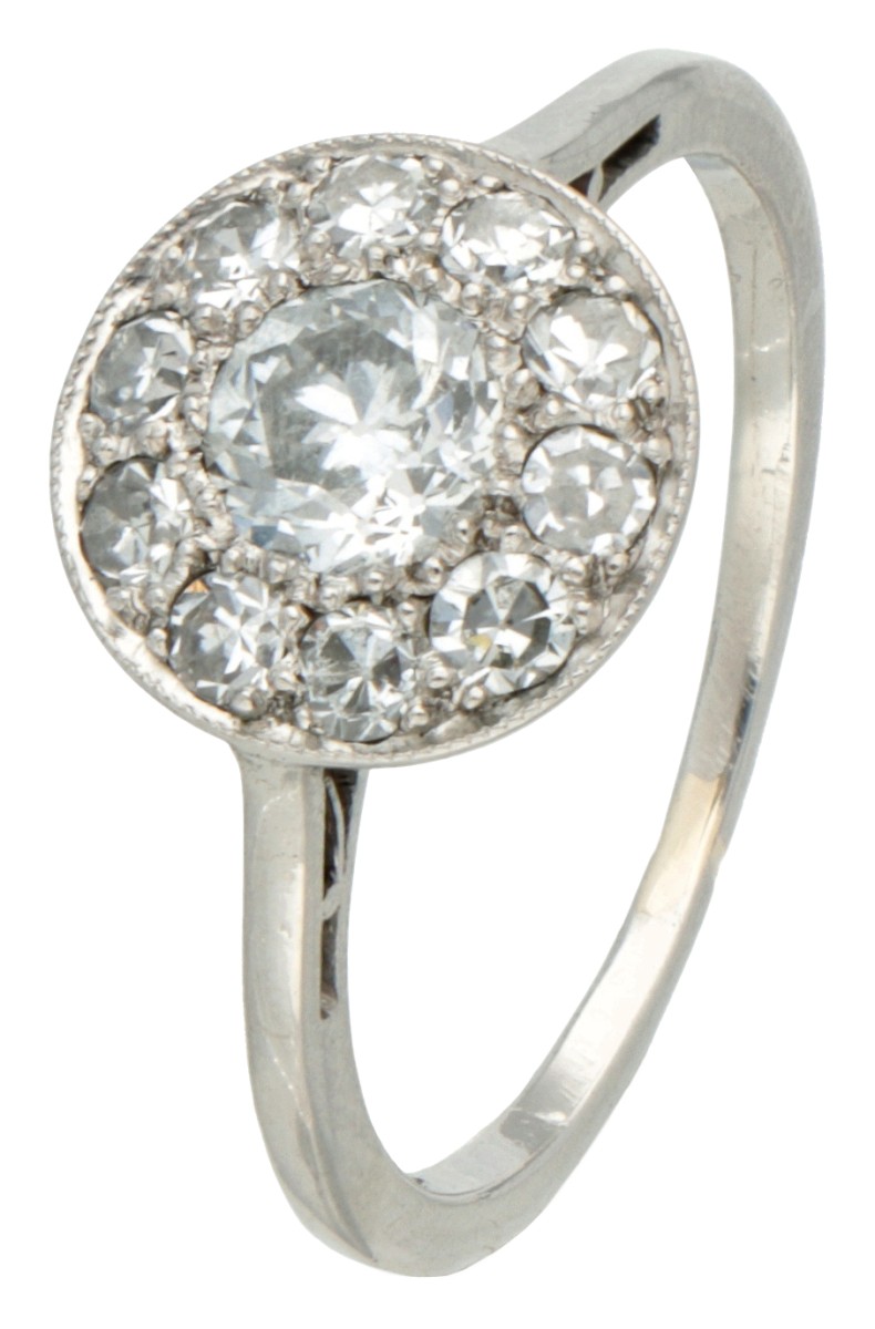 Platina rozet ring bezet met ca. 0.50 ct. diamant.