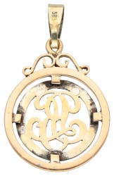 14K Geelgouden hanger met monogram met diamant.