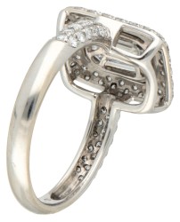 18K Witgouden shoulder ring bezet met ca. 1.75 ct. diamant.