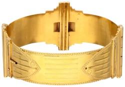 Antieke 18K geelgouden neo-Etruskische bangle armband.