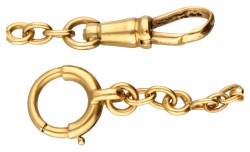 Franse antieke 18K. geelgouden zakhorloge ketting met navette-vormige schakels.