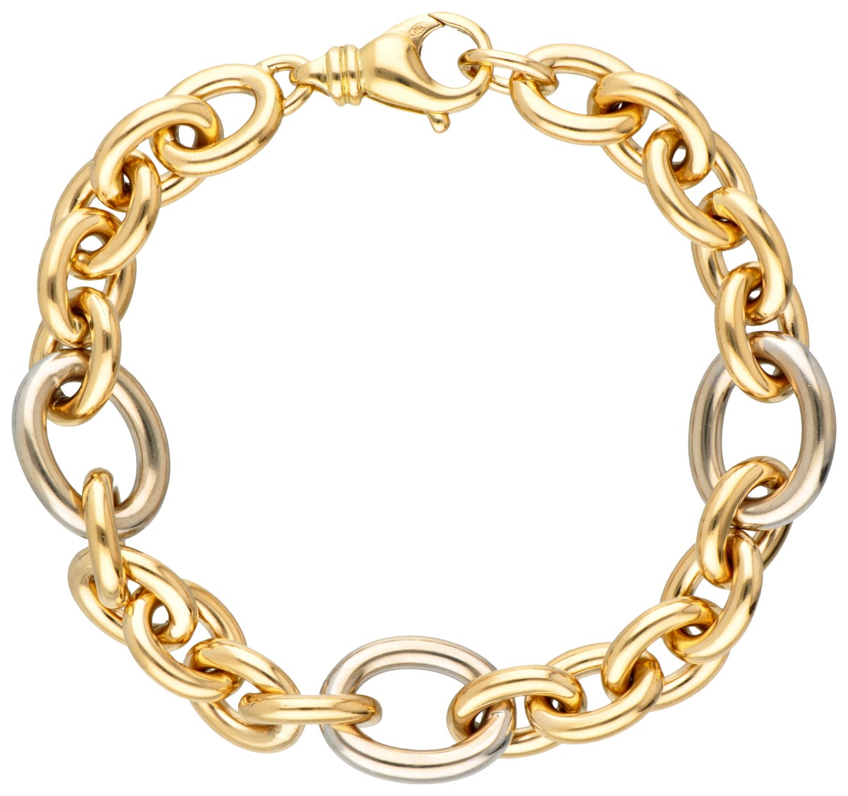 18K Bicolour gouden Italiaanse schakelarmband.