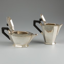 4-delig Art Deco koffie- & theeservies, zilver.