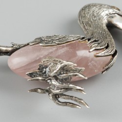 Miniatuur papegaai en toekan met agaat en zilver.