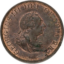 Great Britain. George III. ½ Penny - 6 raised gun ports. 1799 SOHO.