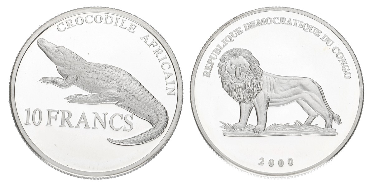 Congo. Democratic Republic. 10 Francs 'African Crocodile'. 2000.