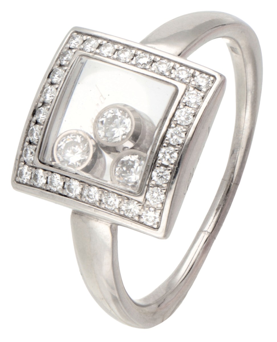 Chopard 18K witgouden 'Happy Diamond' ring bezet met ca. 0.26 ct. diamant.