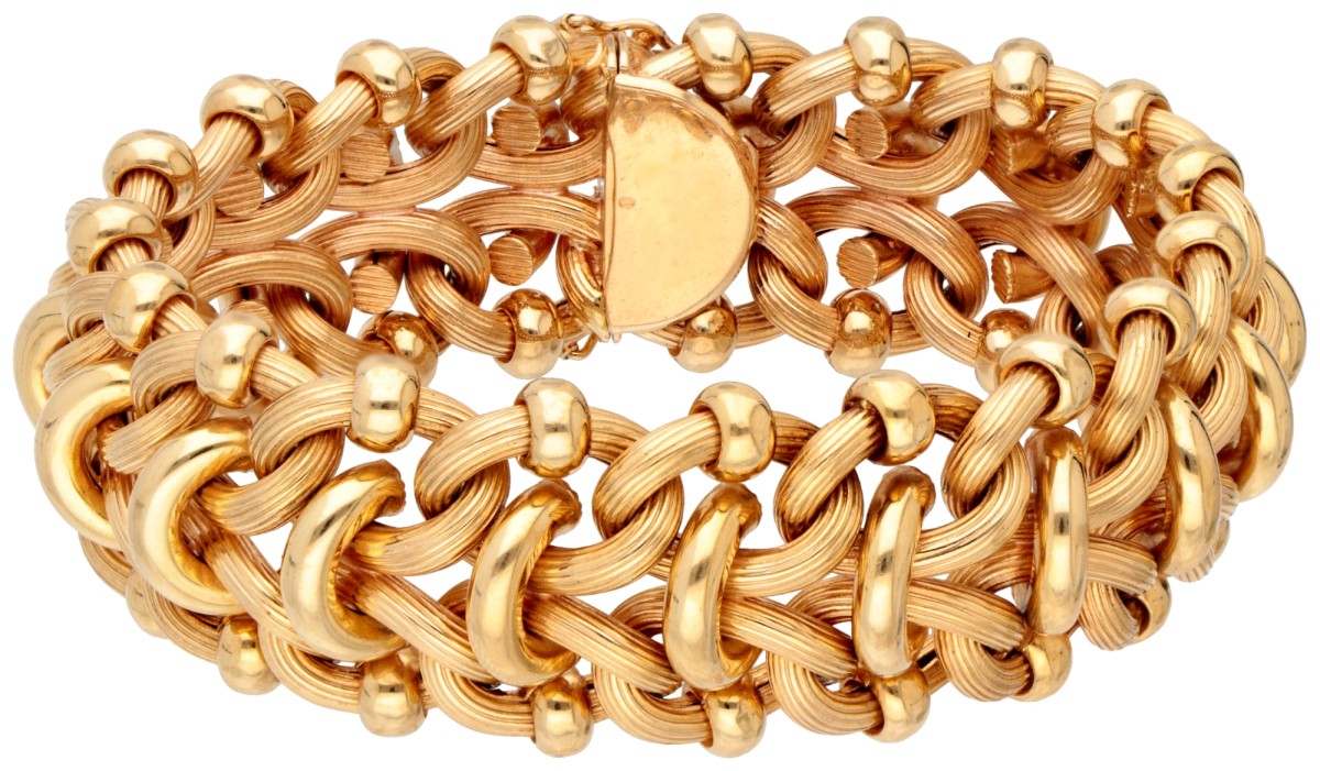 18K Geelgouden Italiaanse fantasieschakel-armband.