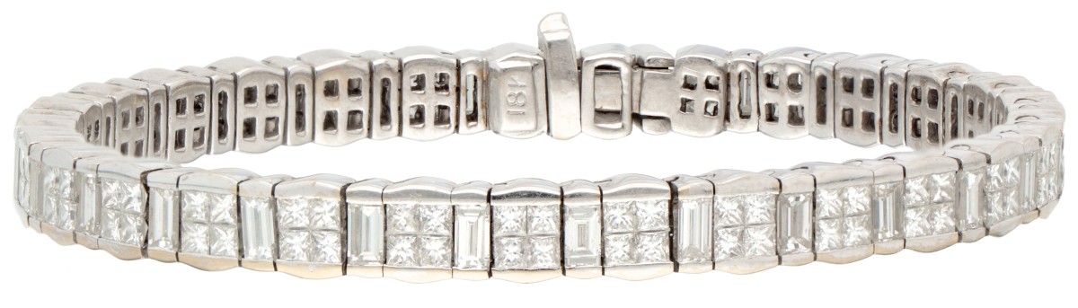 No reserve - 18K Witgouden tennisarmband bezet met ca. 6.30 ct. diamant.