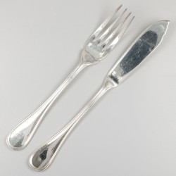 Christofle 12-delige set visbestek, model Albi, verzilverd.