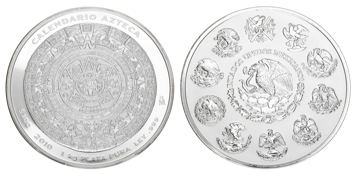 Mexico. Estados Unidos. 100 Pesos 'Calendario Azteca'. 2010.