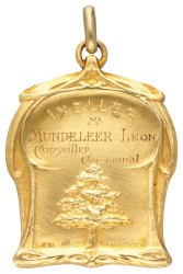 14K Geelgouden Art Nouveau medaille hanger.