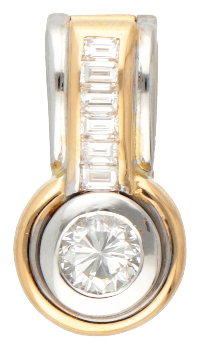 18K Bicolour gouden hanger met ca. 0.43 ct. diamant.