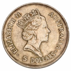 Australia. Elizabeth II. 5 Dollar 'Australian Kookaburra'. 1990.