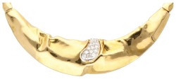 18K Geelgouden choker bezet met ca. 0.12 ct. diamant.