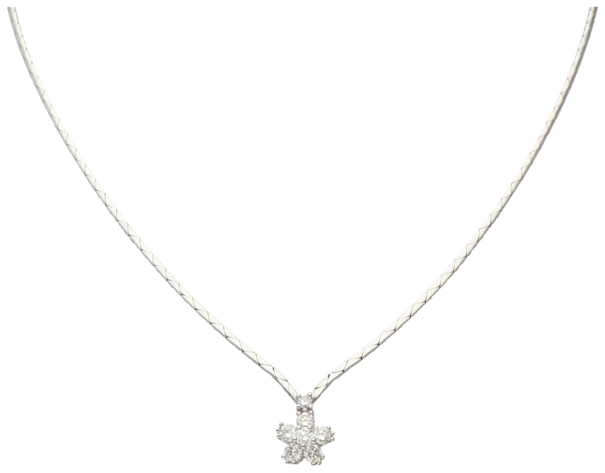 BWG 12K witgouden collier met diamanten hanger 0.48 ct. diamant.